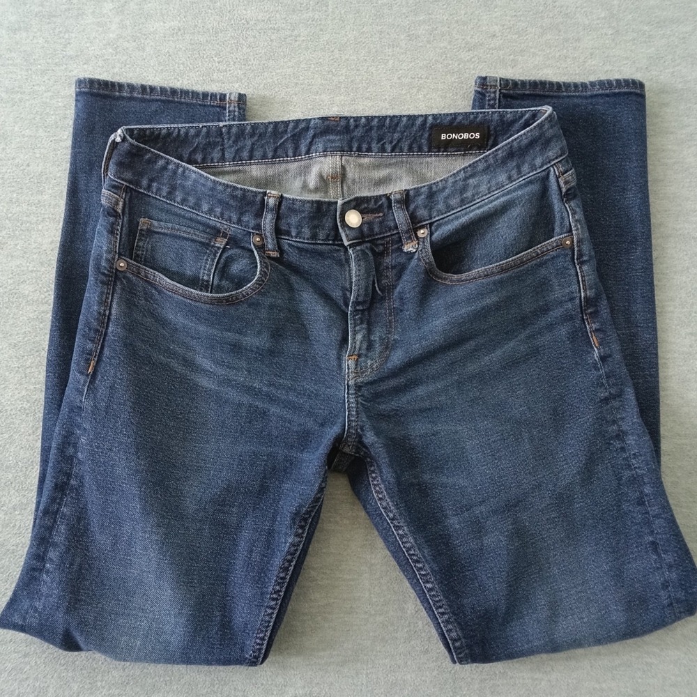 Bonobos Organic Cotton Straight Leg Jeans Medium Dark Wash 30x32 BNF62